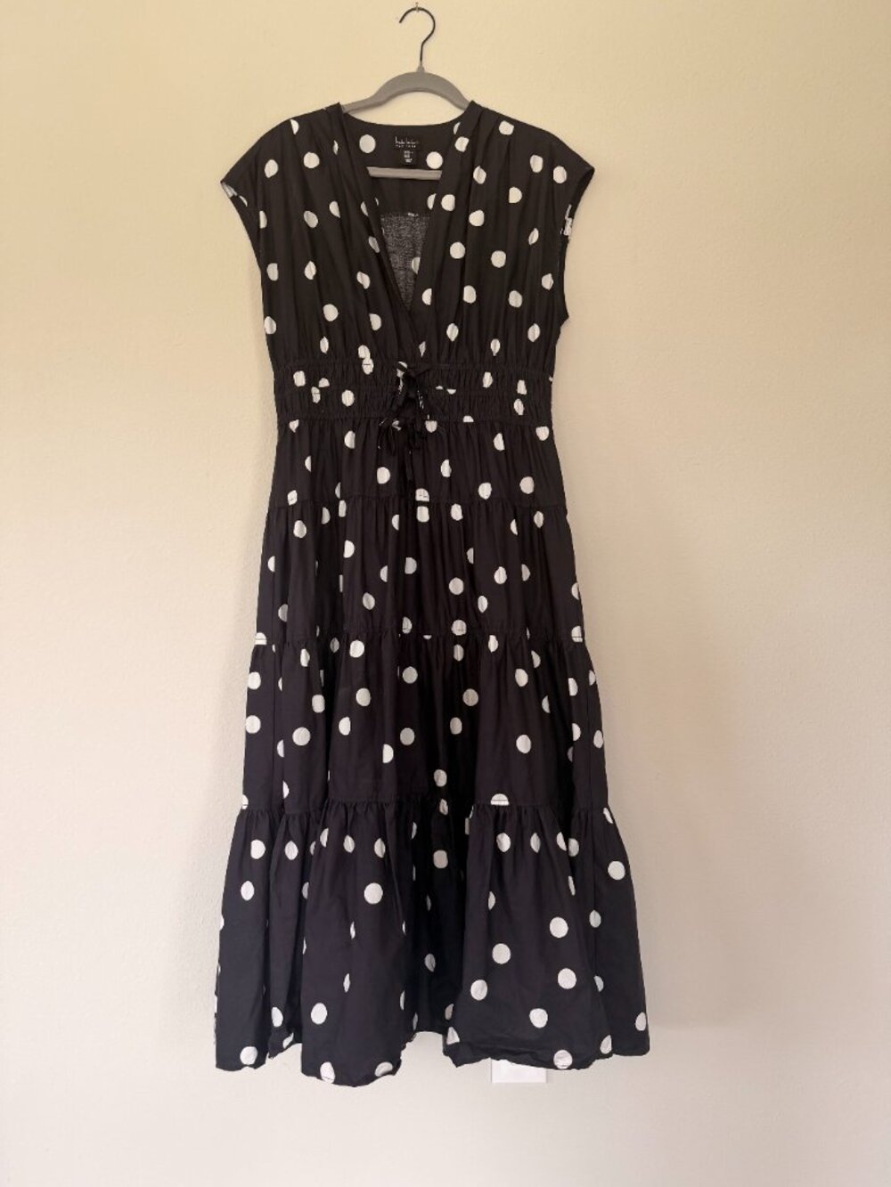 Black White Polka Dot Dress - Ruffle Hem Summer Dress
